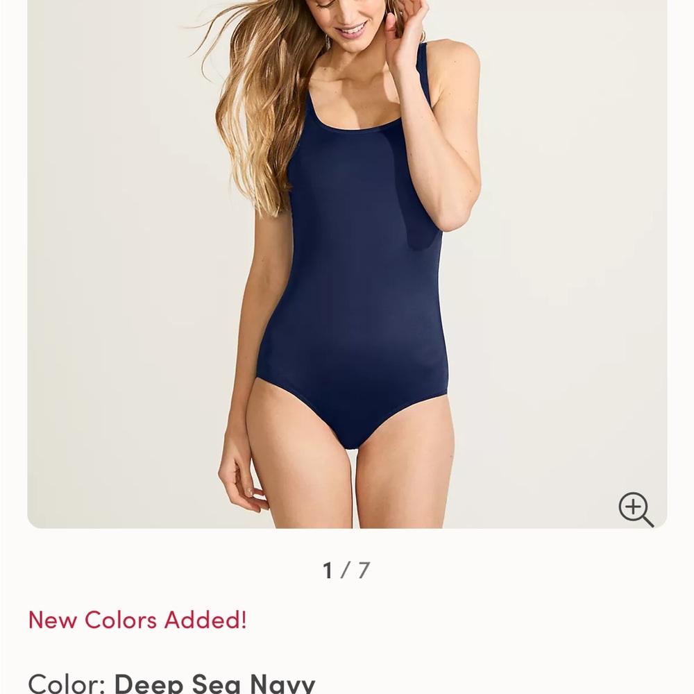 Lands End one piece Lycra swimsuit. Tugless Low Leg chlorine resistant. 22W.